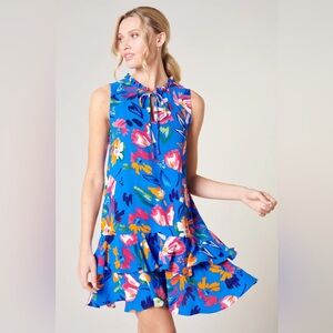 SugarLips Esby Floral Graceland Ruffle Trim Mini Dress